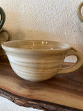 Tan white striped cappuccino mug  Fir + Fire Studio