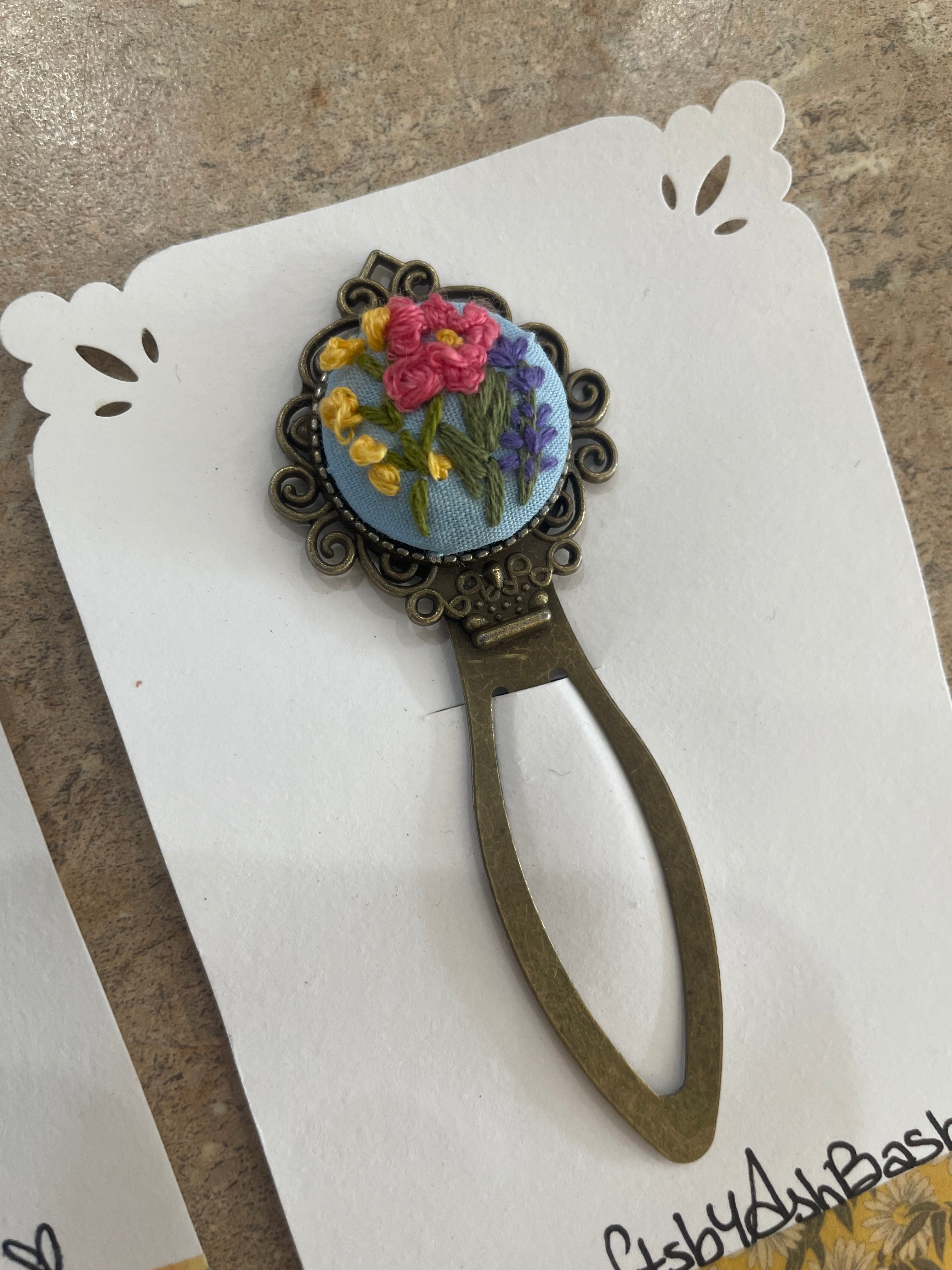 Hand embroidered bookmark