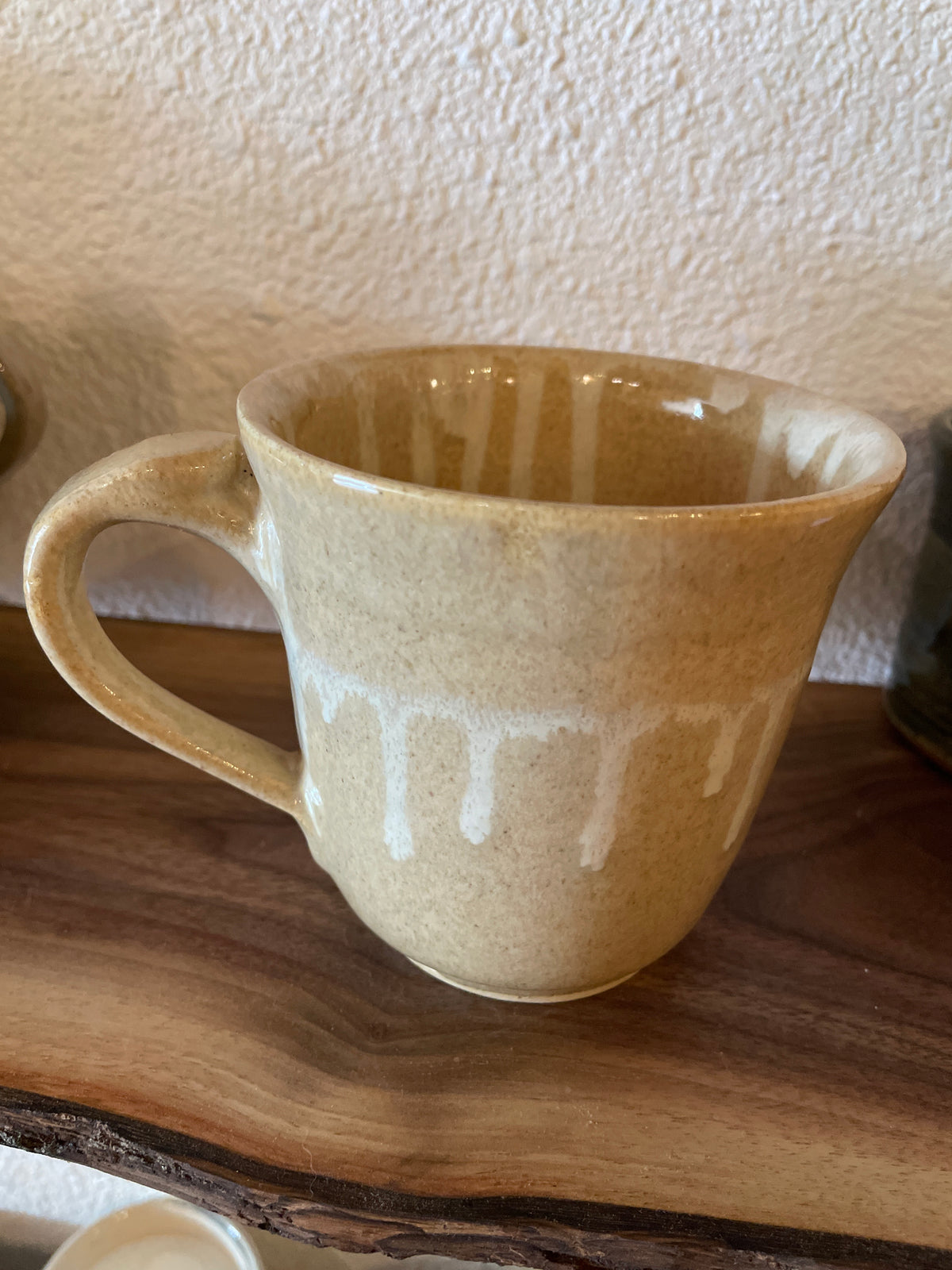 Tan white drip mug  Fir + Fire Studio