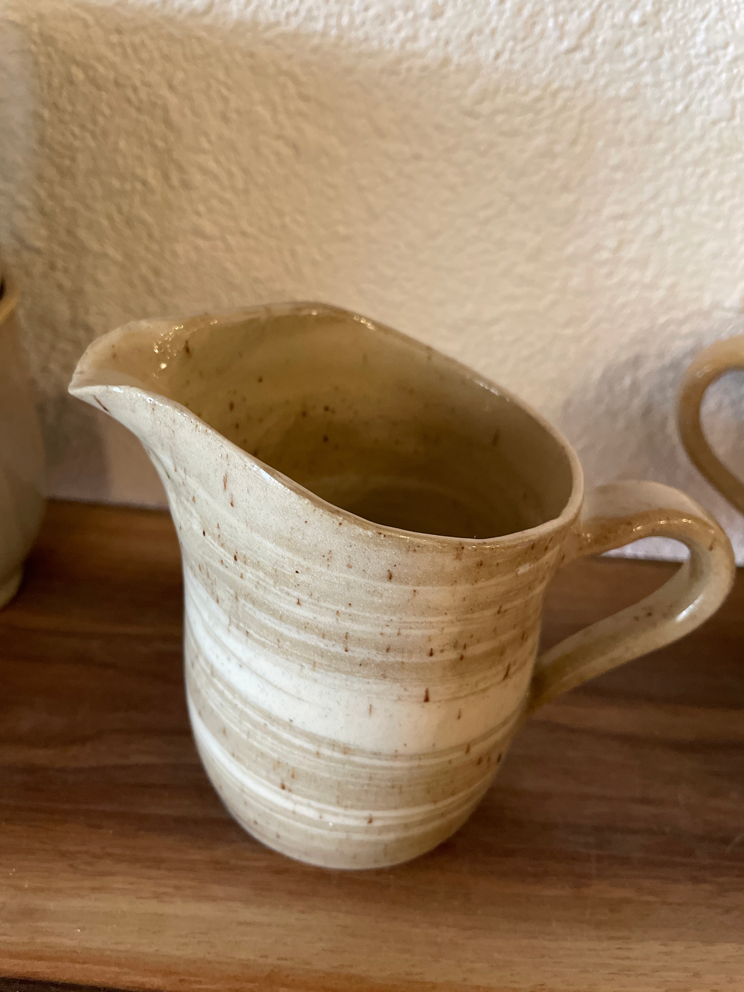 Tan striped pour mug  Fir + Fire Studio