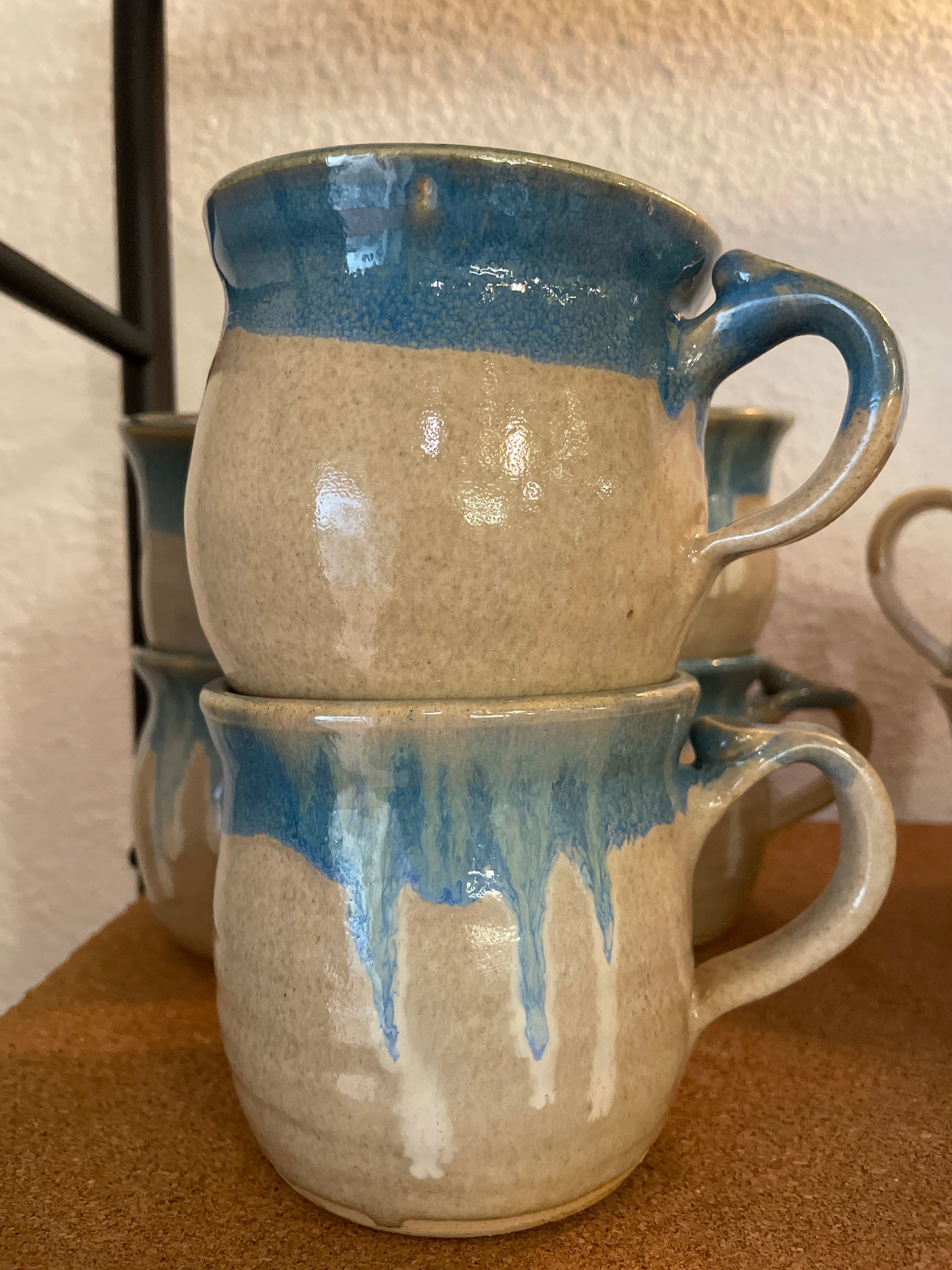 Blue tan drip mug  Fir + Fire Studio
