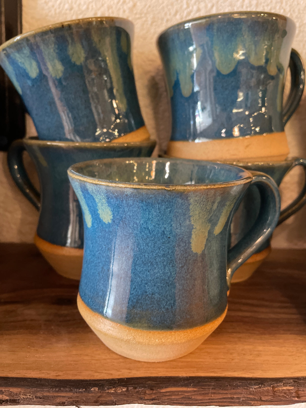 Dark blue brown drip mug  Fir + Fire Studio