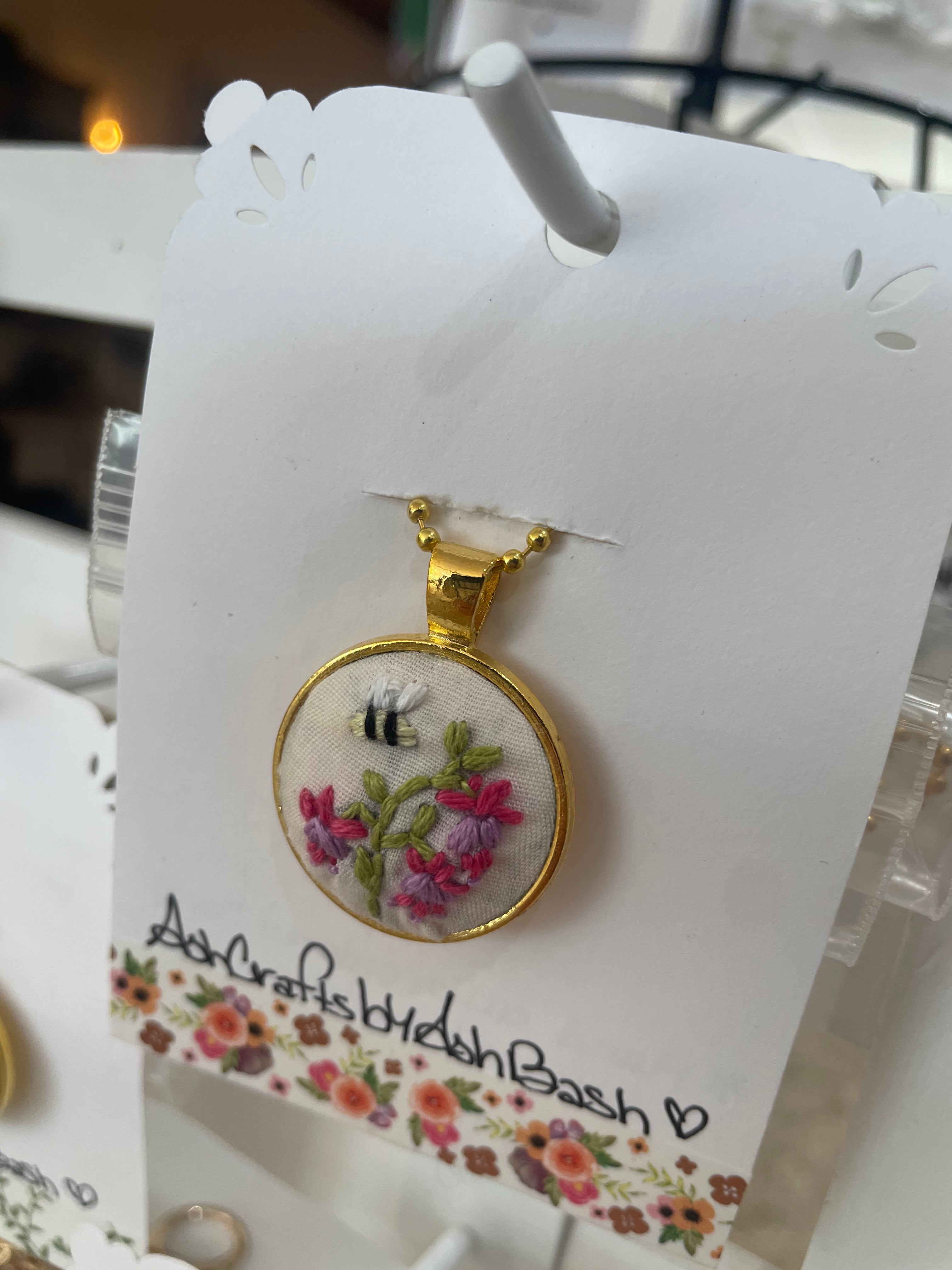 Ashbash hand embroidered pendant necklace